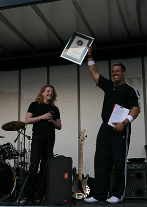 Jon Showing his newly awarded Guinness World Record certificate
